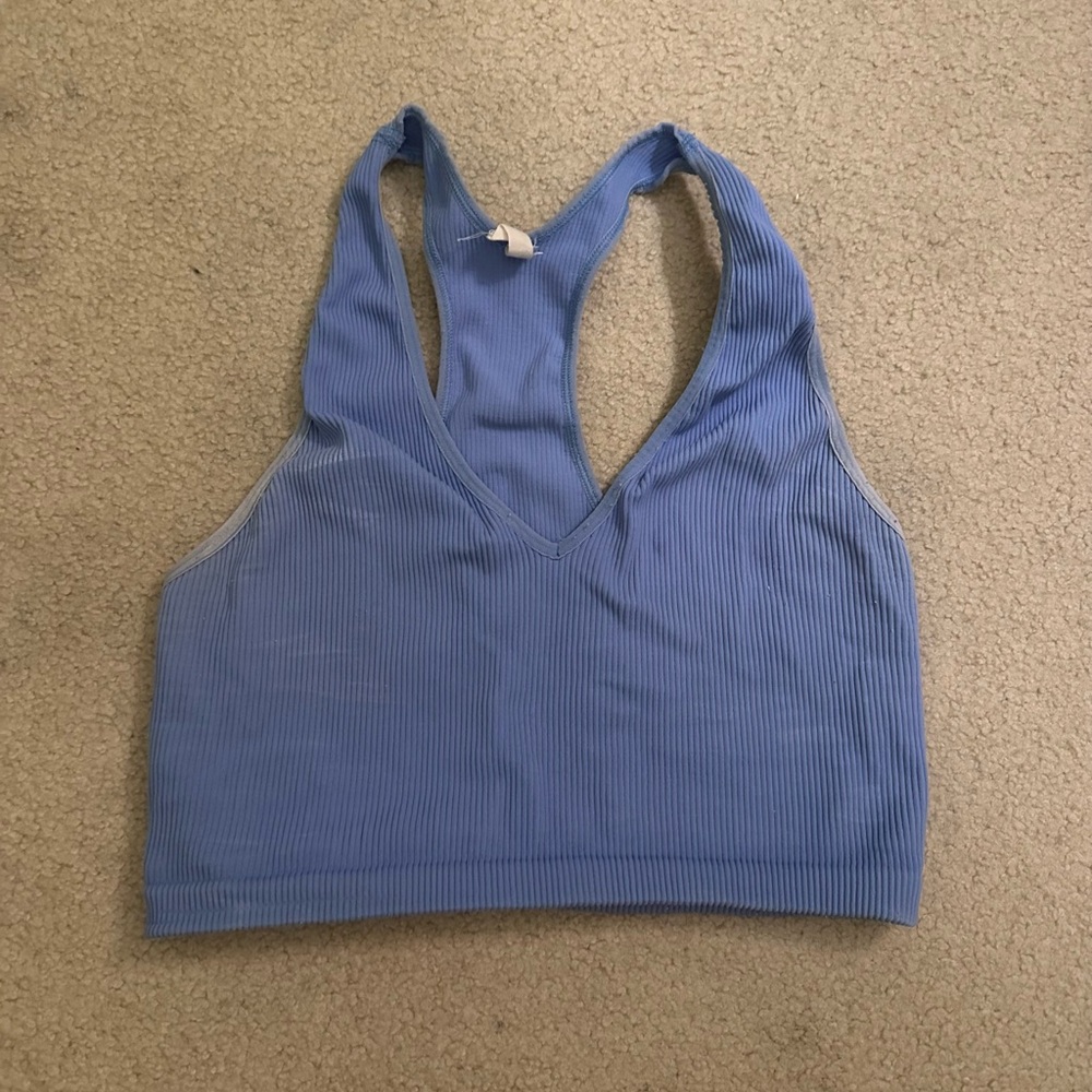 Light Blue Free People Movement Cropped V neck Tank, size large